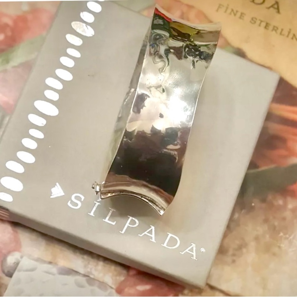 NEW Silpada Vintage Sterling Silver Sommelier Hammered Hinged.Bangle Bracelet - Picture 5 of 11